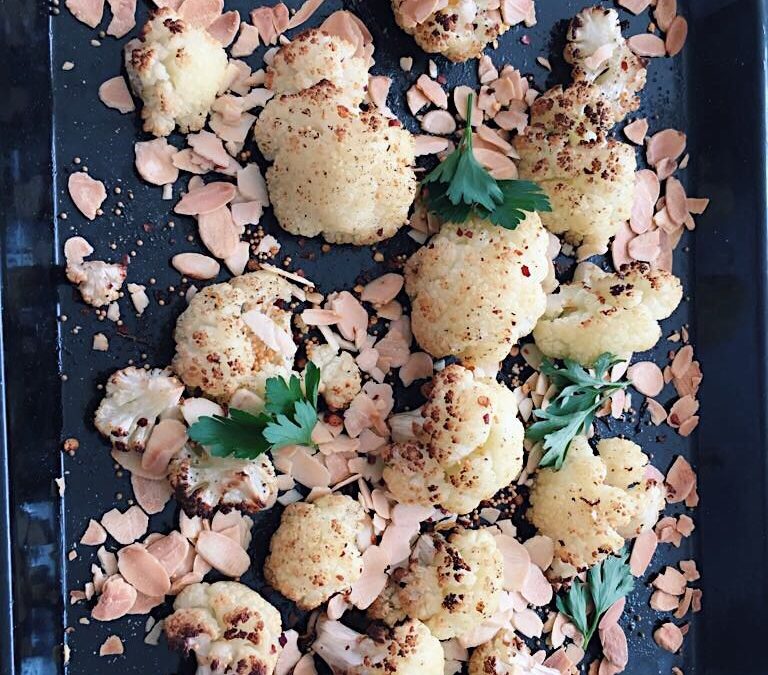 Baked Cauliflower with Almonds and Lemon