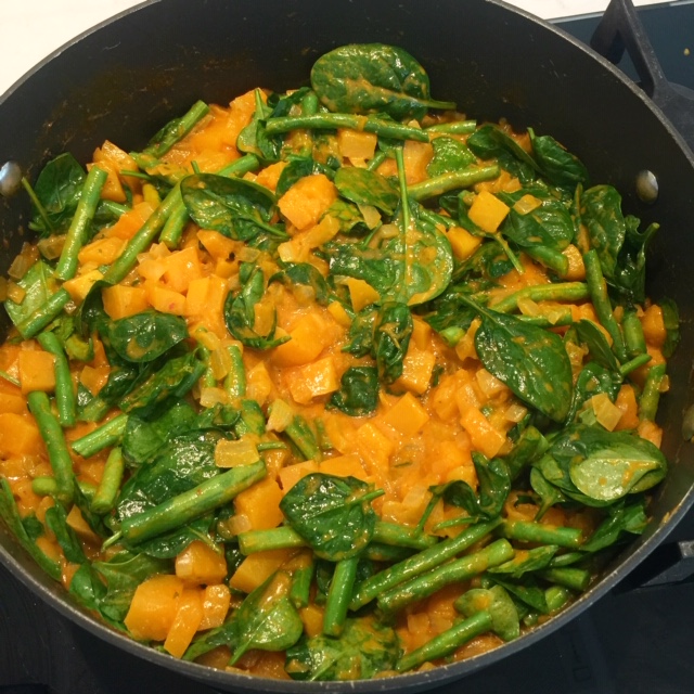 Butternut Squash Curry with Spinach and Green Beans