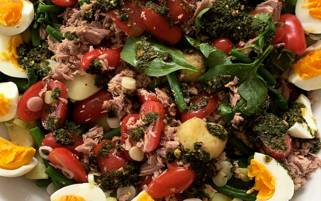 Warm Potato & Tuna Salad with Pesto Dressing